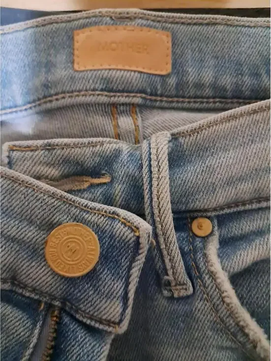 Mother The Insider Crop Step Fray Jeans Womens 29x25.5 Blue High Rise Denim - Picture 2 of 14